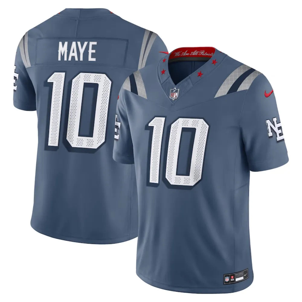 Jersey FUSE Limited New England Patriots Rivalries Grayish Blue - Drake Maye #10